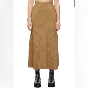 Nanushka Camel Ribbed Midi Skirt